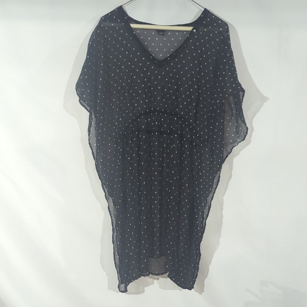 Jessica Black Sheer Dress with White Dots - Picture 1 of 5